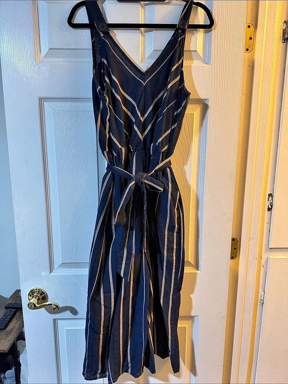 Striped Maxi Dress in Blue & Gold Like New